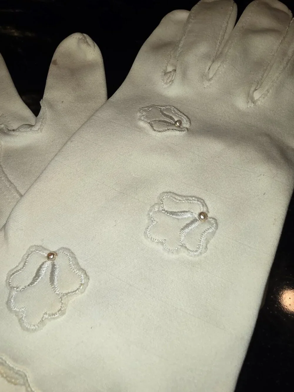 Gloves Women's Lot of 3 Ivory Small Large Embellished Floral Beaded Vintage MCM